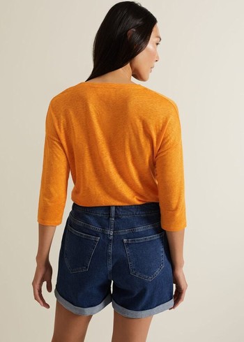 Phase Eight Leah Linen T Shirts Orange Canada | EALKDQ-201